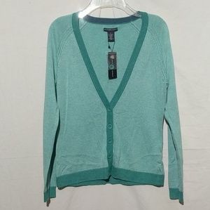 NWT Oxford Golf Button-up Vneck Sweater - Wasabi S